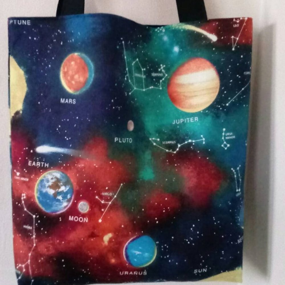 Blue Galaxy Stars And Planets Space Tote